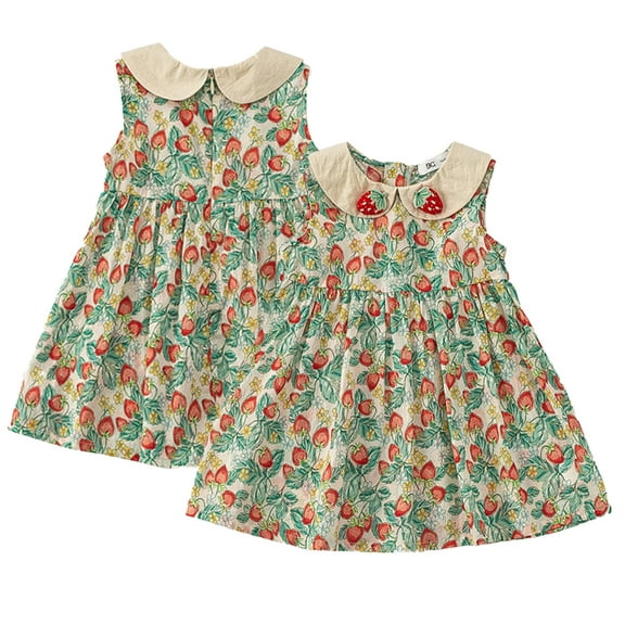 LYMAYTER Little Girls Soft Dresses for Kids Baby Floral Sleeveless Princess Dress for 12m-8 Years Toddler Cotton Casual Dress Sundress