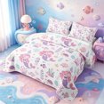 thumbnail image 3 of meiyoeat Cute Mermaid Print Quilt King For Girls,Pink Cartoon Ocean Creatures King Coverlet Set,3 Pieces,1 Bedspread and 2 Pillowcases, 3 of 7