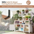 thumbnail image 2 of Euroco Potting Bench with Hutch, 50.2" Solid Fir Wood Garden Workstation with Large Countertop, 2 Shelves, 2 Cabinets & 3 Side Hooks, Outdoor Planting Table for Gardening, 2 of 9