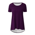 thumbnail image 4 of VERUGU Women Short Sleeve Tops Solid Color Summer Blouses Tunic T-shirt for Women Boho Style Long Tee Ladies Loose Kaftan T Shirt, 4 of 5