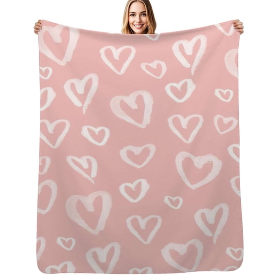 Lovely love heart Flannel Blanket Warm Soft Bedding Throws Winter Camping Chair Sofa Bed