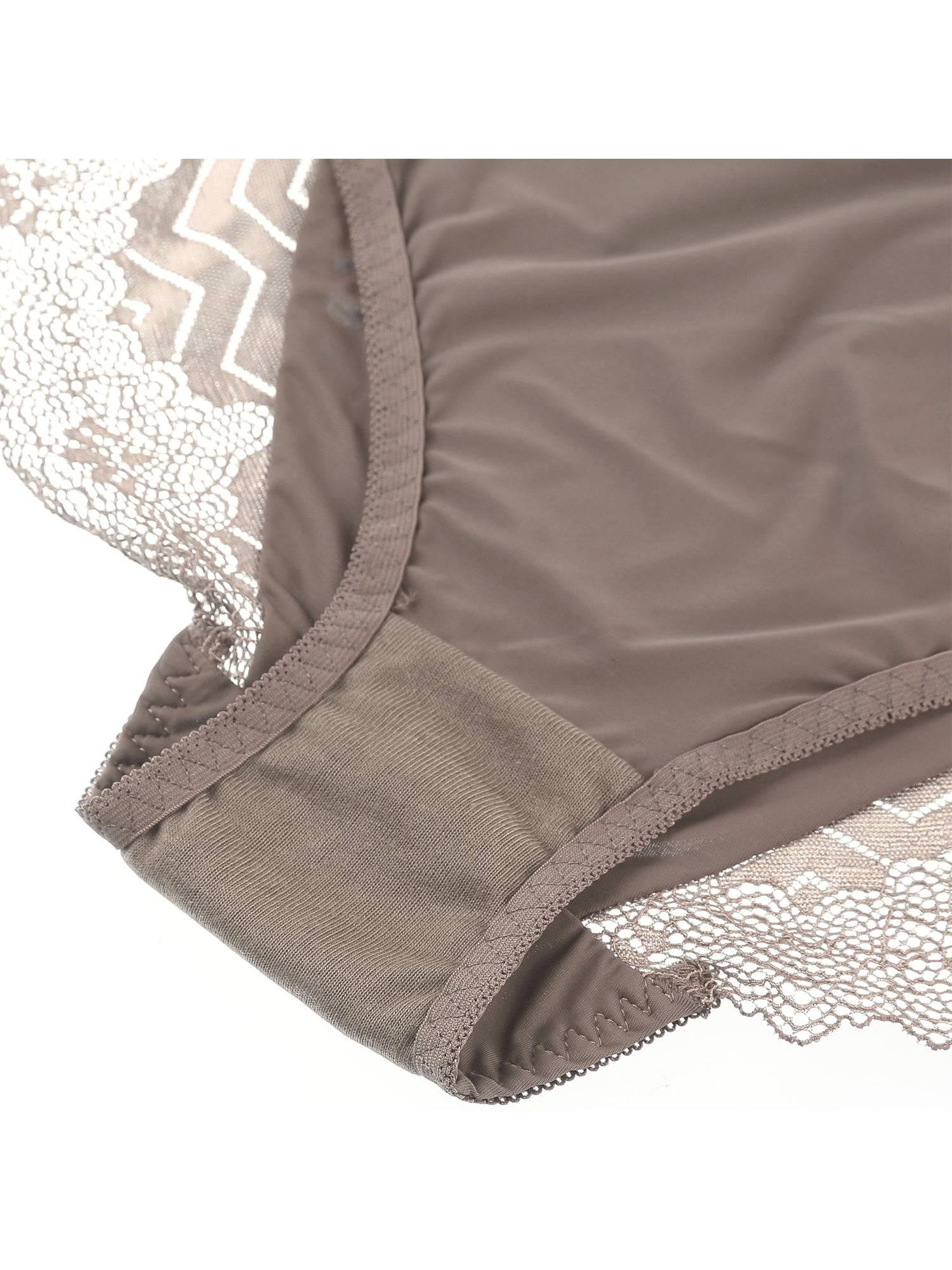 Unique Bargains Women's Plus Size Underwire Lace Trim Adjustable Straps Bra and Panty Set 44C Brown