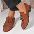 thumbnail image 2 of Sexlip Men's Suede Tassel Loafers Slip on Dress Shoes Formal Flats Comfortable Breathable Lightweight Trendy Shoes Brown 40, 2 of 5