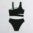 thumbnail image 4 of uikmnh Girls 2 Piece Swimsuit Solid Color Tankini Bikini Set for Summer Beach and Pool Play Color:Black,Size:7-8 Years, 4 of 7