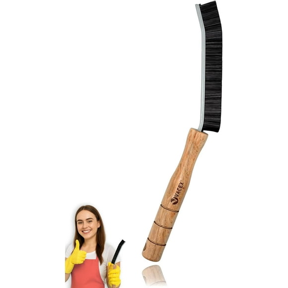 2025 Hard Bristle Crevice Cleaning Brush with Long Wooden Handle - Multifunctional Gap Scrub Brush, Home Essentials, Bathroom Cleaner Tools for Household Use, Kitchen, Window, Faucets, Toilet, Grout