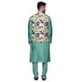 thumbnail image 3 of Atasi Mandarin Collar Traditional Solid Kurta Pajama With Printed Jacket Set, 3 of 3