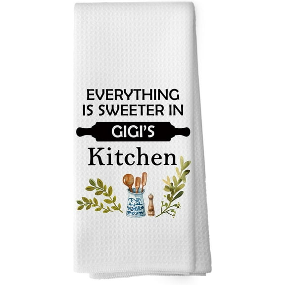 Gigi''s Kitchen Towels - Grandma Gifts Dish Towels, Grandmother Birthday Gifts from Grandkids Decorative Absorbent Dishcloths Hand Towel for Kitchen Decor 18x26 Inches