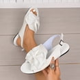 thumbnail image 4 of HTHLVMD Comfort Open Toe Beach Shoes, Female Casual Spring Summer Comfortable Bow Round Toe Open Toe One-Line Buckle Flat Sandals, Designed for Easy Wear And Versatile Style, White 10, 4 of 8