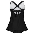 thumbnail image 4 of Women Tankini Swimdress Tummy Control Bathing Suit Simple Tankini Tops Bikini Bottoms Twist Ruffles Black XL, 4 of 5