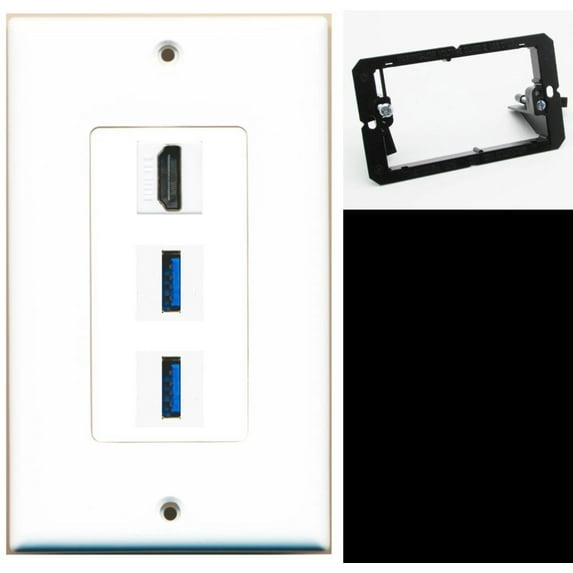Ultra Spec Cables 1 Port HDMI 2 Port USB 3.0 A-A Wall Plate w/Mounting Bracket