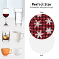 thumbnail image 6 of Yiaed Snowflakes On A Buffalo Plaid Print Leather Coasters for Drinks - Cup Coasters Coffee Table Kitchen Table Bar, Home & Office Gifts Handmade Drink Coasters-Round Shape, 6 of 6