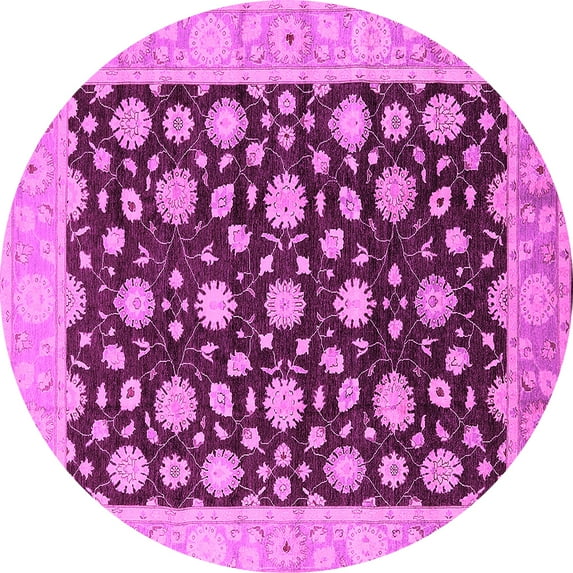 Ahgly Company Indoor Round Oriental Pink Traditional Area Rugs, 3' Round