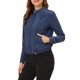 thumbnail image 4 of Chaqueta de moto con cuello alzado y cierre para mujer INSPIRE CHIC, ligera, talla XL, azul oscuro, 4 of 7