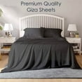 thumbnail image 2 of 6-PC California King Size Dark Grey Color Giza 1000-Thread-Count Cotton Sheet Set - 18 Inch Deep Pockets, 2 of 7