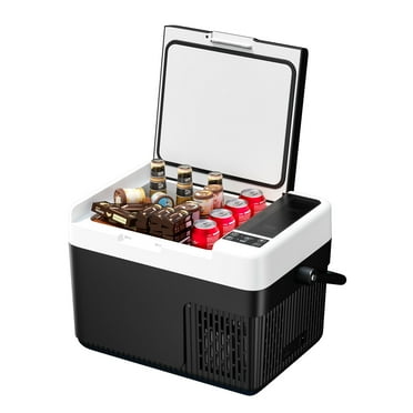 Simzlife 12V Car Refrigerator - 12QT Electric Cooler with Handle, DC/AC, -4℉~68℉, RV Freezer Fridge for RV/Camping/Travel/Truck/Home, Black