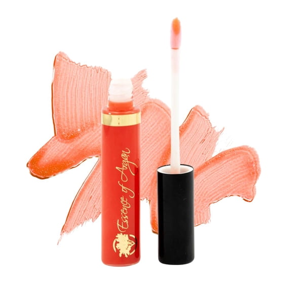 Essence Of Argan Clear Red Lip Gloss con aceite de argán marroquí para hidratar y rellenar tus labios - Cuidado de labios revitalizado para eliminar la sequedad - Acabado brillante transparente 0.25oz
