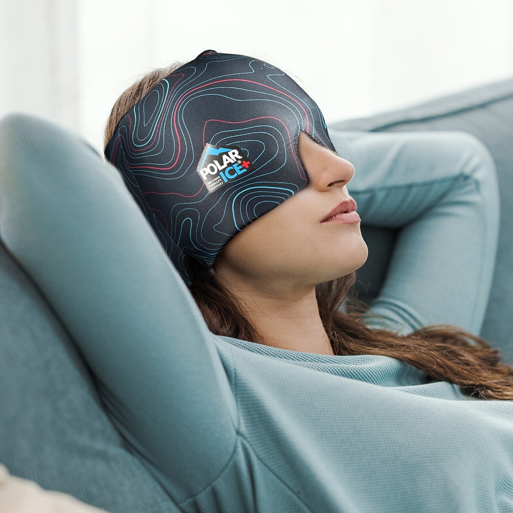 Brownmed Polar Ice - Hot/Cold Relief Cap with Soft Gel Lining & Movable Eye Cover – 360 Degrees Therapy for Migraine, Headache, Stress Relief