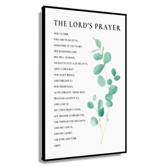 The Lords Prayer Print, Our Father Prayer Scripture Wall Art, Botanical Bible Verse Sign for Farmhouse Christian Home Decor