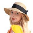 thumbnail image 1 of Sombrero de playa Pleneal para mujer con protección UV UPF 50+, paja, 1 of 9