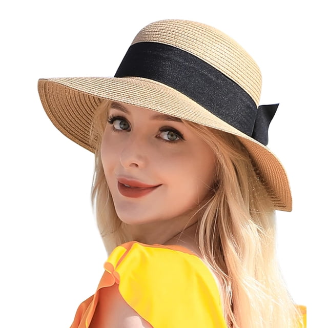 Sombrero de playa Pleneal para mujer con protección UV UPF 50+, paja
