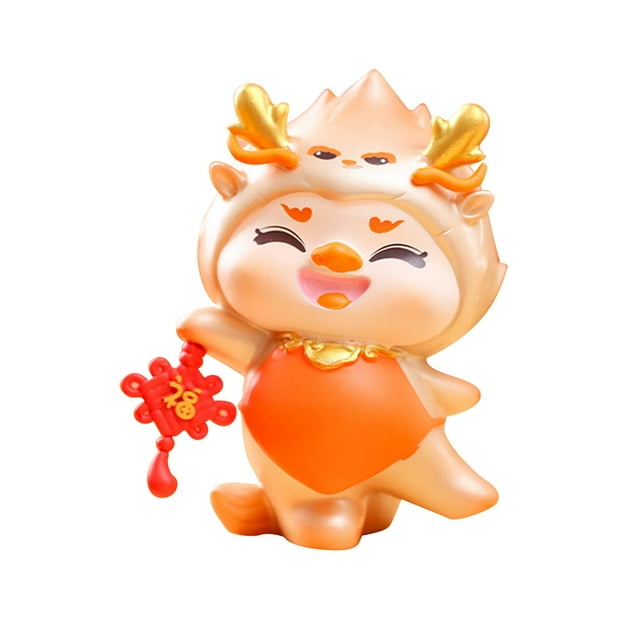 Figura de dragón de dibujos animados de año Nuevo Chino, escultura Fengshui de 6,5x5,2x8cm, bonito adorno de mesa realista para decoración de estante Estilo B mayimx Estatua del Dragón