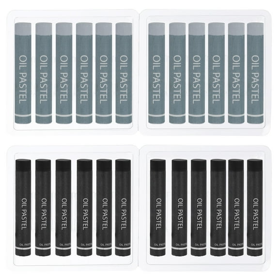 Uxcell Black, Gray Oil Pastels, 24Pcs Soft Oil Crayons Creamy Pastels Stick Art Supplies for Art