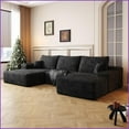 thumbnail image 4 of 107" Modern Minimalist Plush Corduroy Sectional Sofa with Ottoman | No Assembly | Living Room | Square Arms | Foam | Cushion Back, 4 of 7