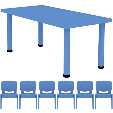 2xhome Blue Kids Table And Chair Set Adjustable Leg Strong Wide