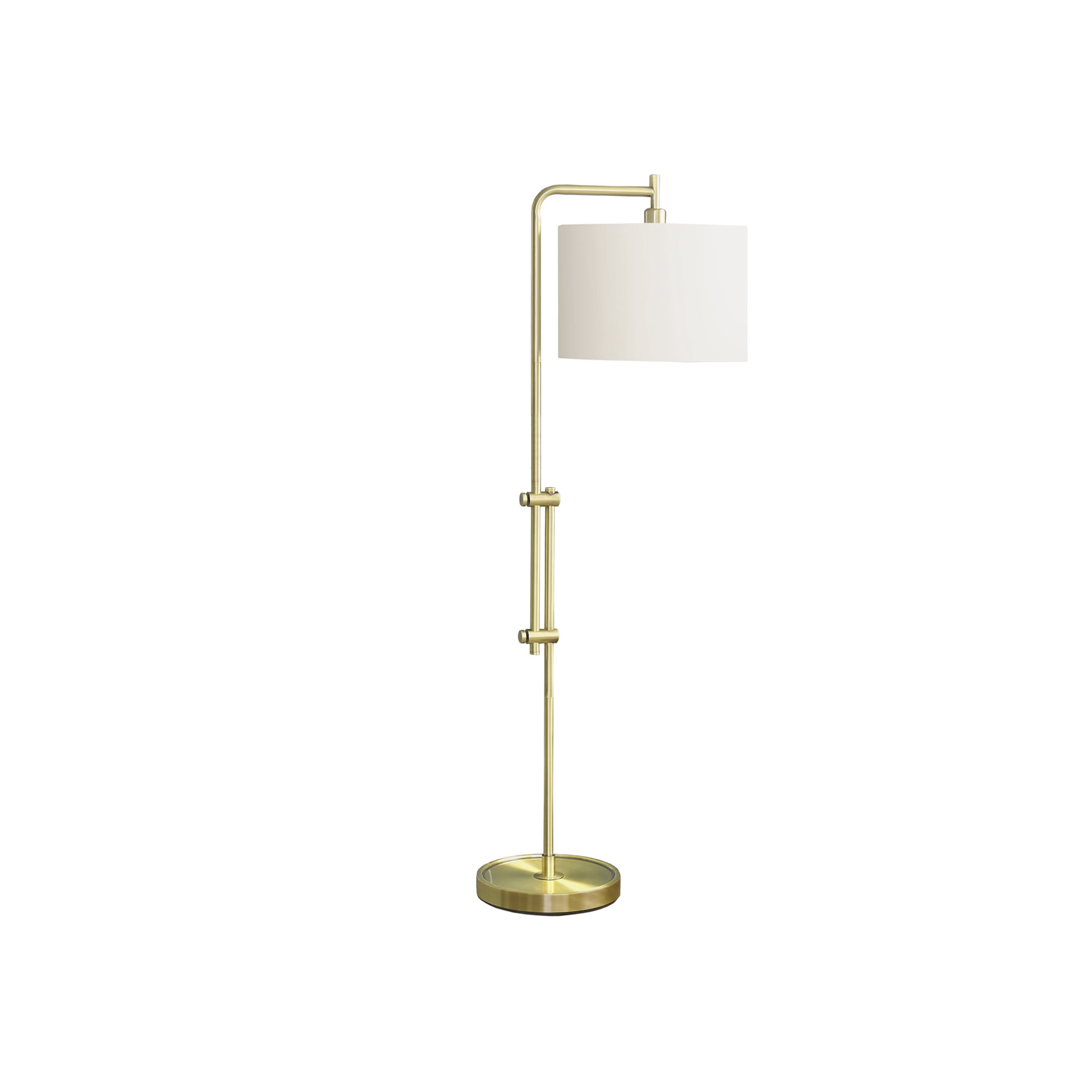JERFIT Modern Arc Floor Lamp with Drum Shade, Gold Metal Standing Light for Living Room, Reading Nook, Bedroom or Office