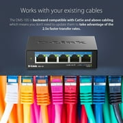 D-Link 5-Port 2.5Gb Unmanaged Gaming Switch with 5 x 2.5G - Multi-Gig, Network, Fanless, Plug & Play (DMS-105),Black