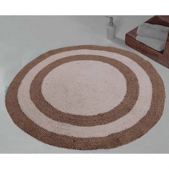 Saffron Fabs Bath Rug, 36" Round, Two Tone Reversible Solid Color Textured Pattern, Assorted Colors
