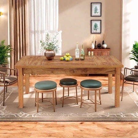 Tribesigns 71 Inch Rectangle Spacious Dining Table Rectangle Wood 71 Inch 4 Legs Dining Table Seats 6-8 for Home Living Room Kitchen Walnut Brown