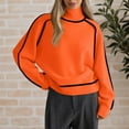 thumbnail image 3 of Women's Casual Round Neck Colorblock Pullover Sweater Loose Casual Long Sleeve Contrast Color Top for Fall and Winter, Comfortable and Fashionable, Ideal for Casual Use,Saffron,Size XL, 3 of 4