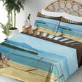 thumbnail image 3 of Ambesonne Ocean Fitted & Top Sheet Set with Shams, Balcony Panoramic Seascape, Blue and White, 3 of 5