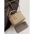 thumbnail image 6 of Women's Gold Woven Mini Top Handle Crossbody Bag with Chain Strap, 6 of 9