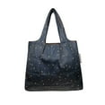 thumbnail image 2 of Wrapables Small Foldable Tote Nylon Reusable Grocery Bags, Moon & Stars, 2 of 5