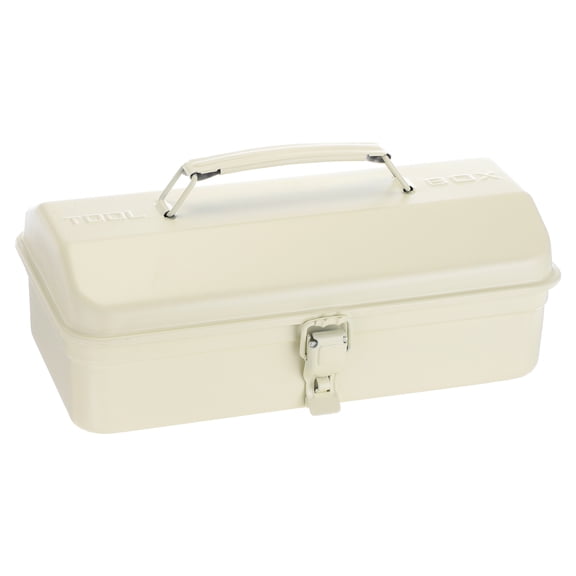 Uxcell 11.4" Portable Steel Tool Box Hip Roof Style with Metal Latch Closure Tool Chest for Household Workshop, White