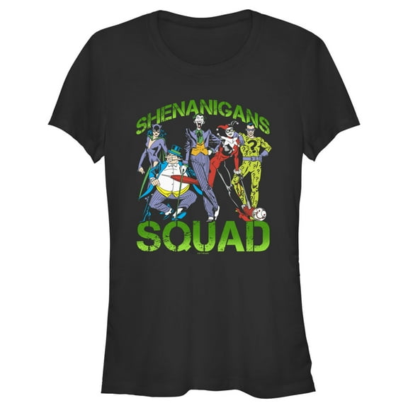 Junior's Batman St. Patrick's Day Shenanigans Squad Graphic Tee Black Small