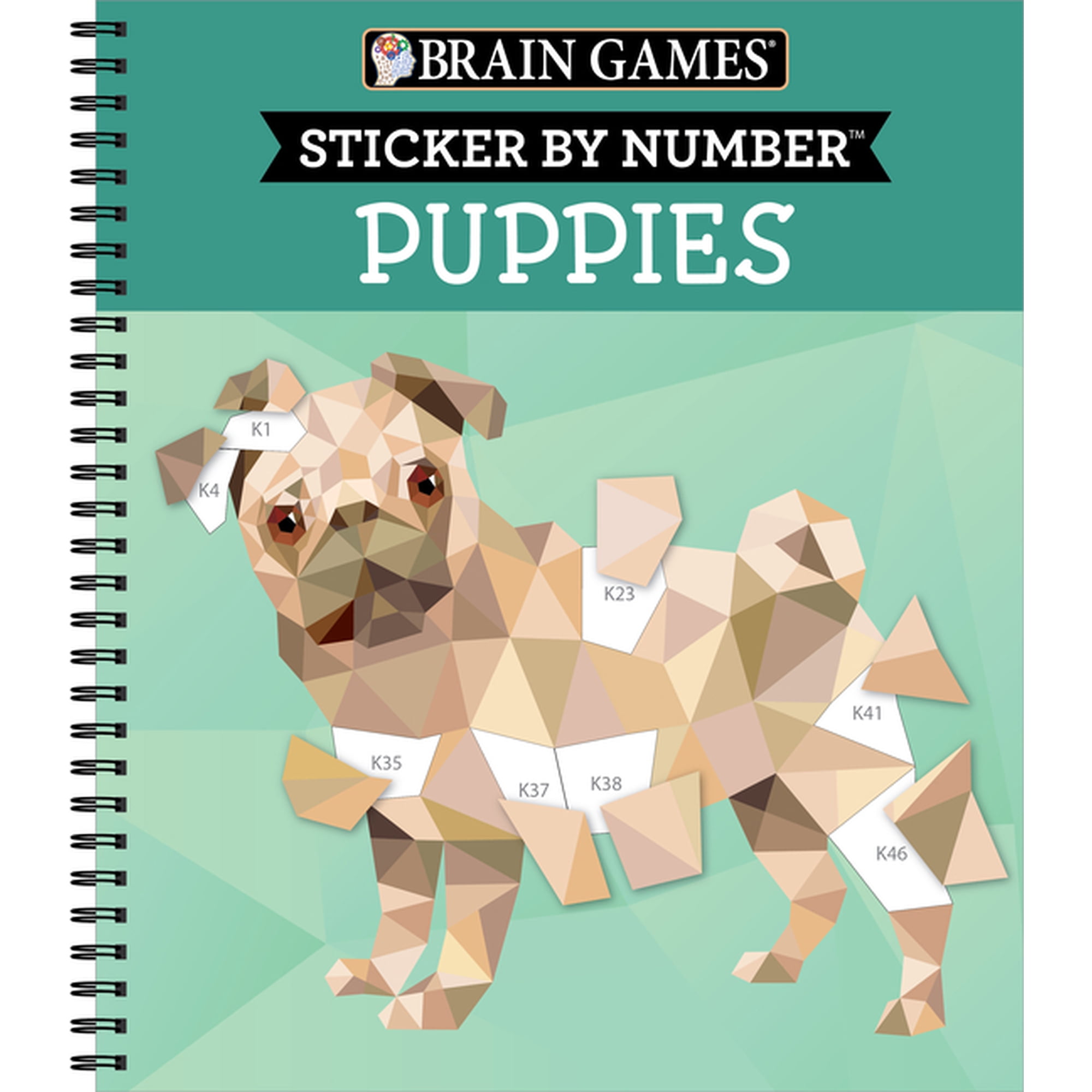 Brain Games - Sticker by Number Brain Games - Sticker by Number: Puppies (14 Images to Sticker), (Spiral-Bound)