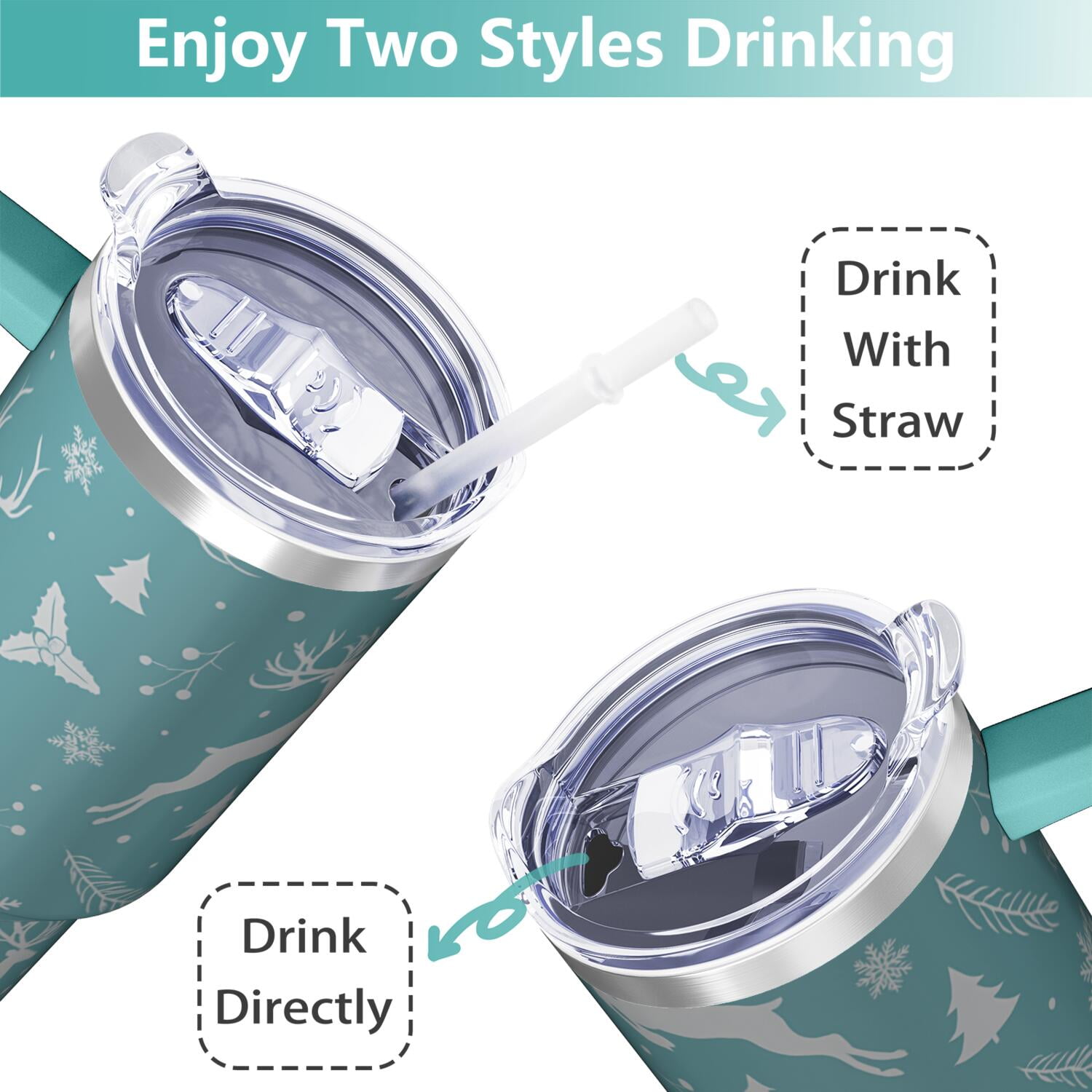 1pc 40 oz Christmas Tumbler with Lid and Straw Stainless steel Insulated tumblers Cute water bottle Travel/Gym coffee tumbler Gifts for Women/men