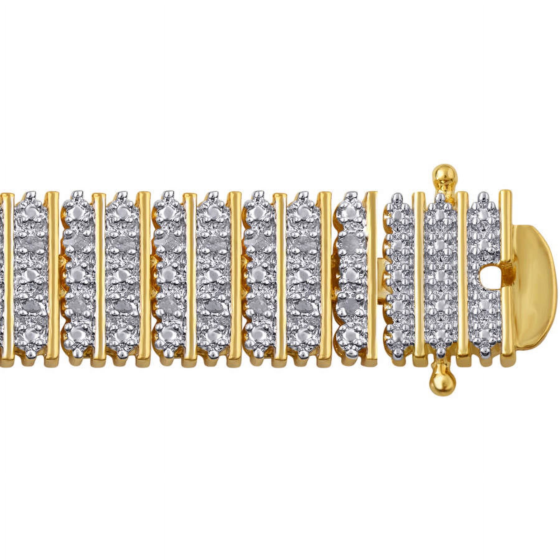 Arista 1.00 ct Round Diamond Column Link Bracelet in 14K Yellow Gold Tone Brass, 7.5" (I-J, I2-I3)