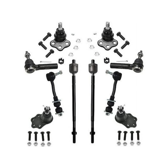 Front Ball Joint Sway Bar Link Tie Rod End Kit - 10 Piece - Compatible with 2000 - 2004 Dodge Dakota RWD 2001 2002 2003