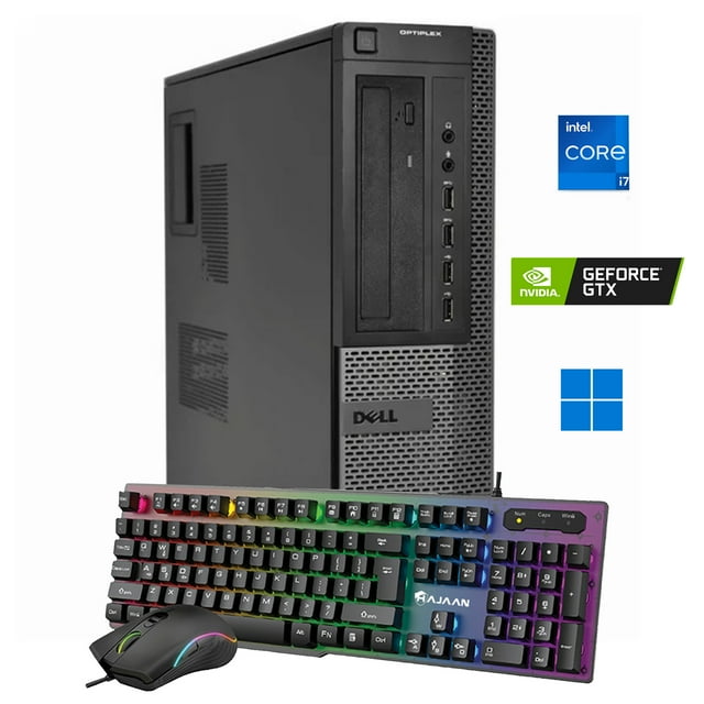 Ordinateur de Jeu de Base - Dell Optiplex PC de Bureau Intel Core i7 3.4 GHz 16 Go Ram 256 Go SSD, WiFi Bluetooth, Graphics GT 1030 2 Go GDDR5 Windows 10 Pro Reconditionné