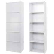 White Bookcase Bookshelf Storage Wall Shelf Organizer for Living Room  5 Tier