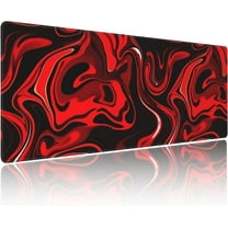 Gaming Mouse Pad Black Red Fluid Marble Non-Slip Rubber Base Extended Mousepad with Stitched Edges Keyboard Computer Laptop Mat for Gamer Desktop Office Home 31.5 x 11.8 in