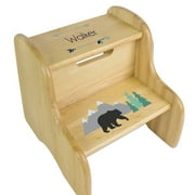 Mountain Bear Natural Wood Two Step Stool