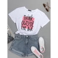 thumbnail image 3 of Slogan Graphic Top Graphic Tees Women Tops, 3 of 7