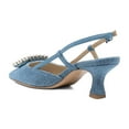 thumbnail image 4 of XYD Women Elegant Pointy Closed Toe Rhinestone Buckle Slingback Low Heels Slip On Ankle Strap Pumps Party Shoes Size 10 Denim, 4 of 4