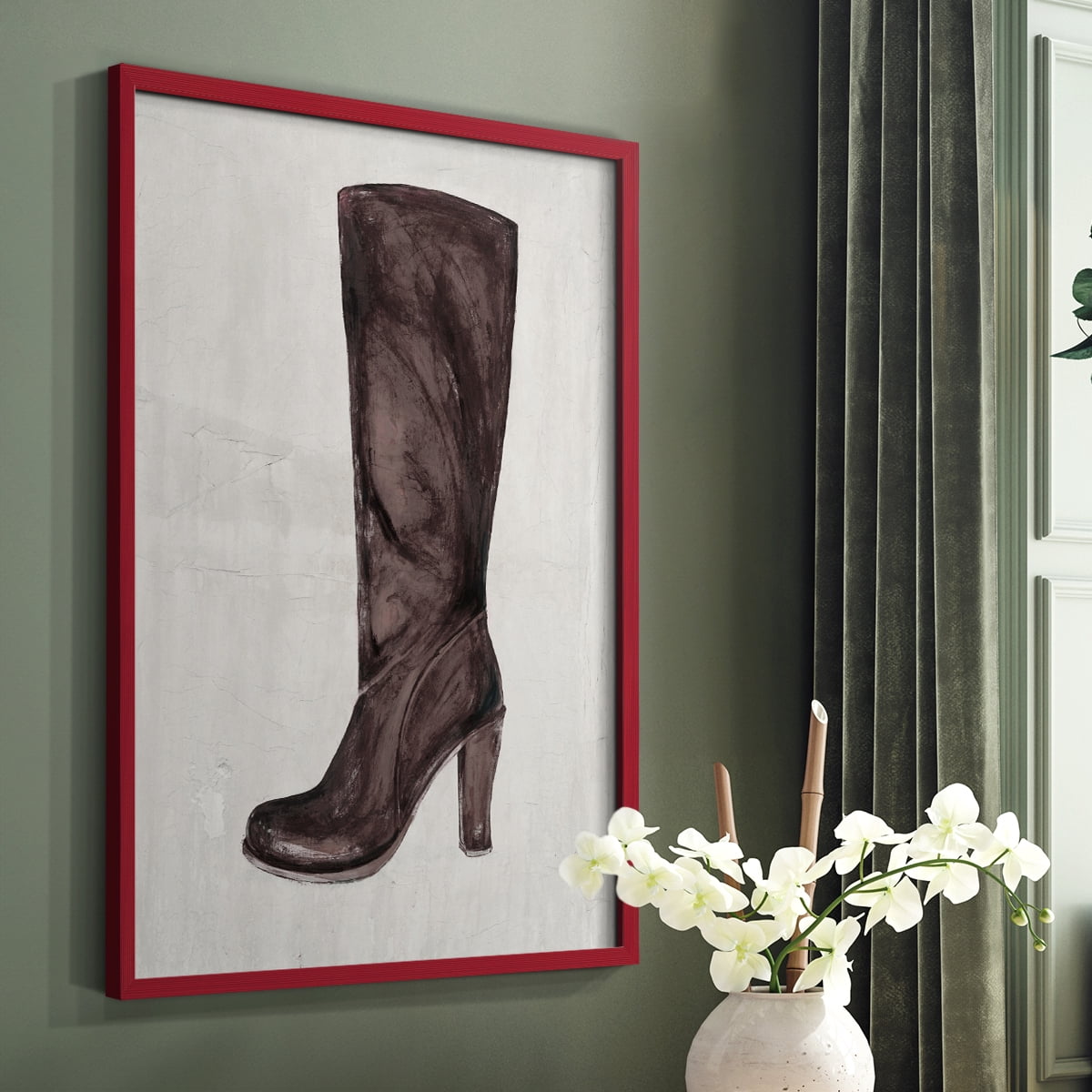 The Shoe Fits III V1 Framed Print in Red Solid Wood Framed Print No Nail Hanging