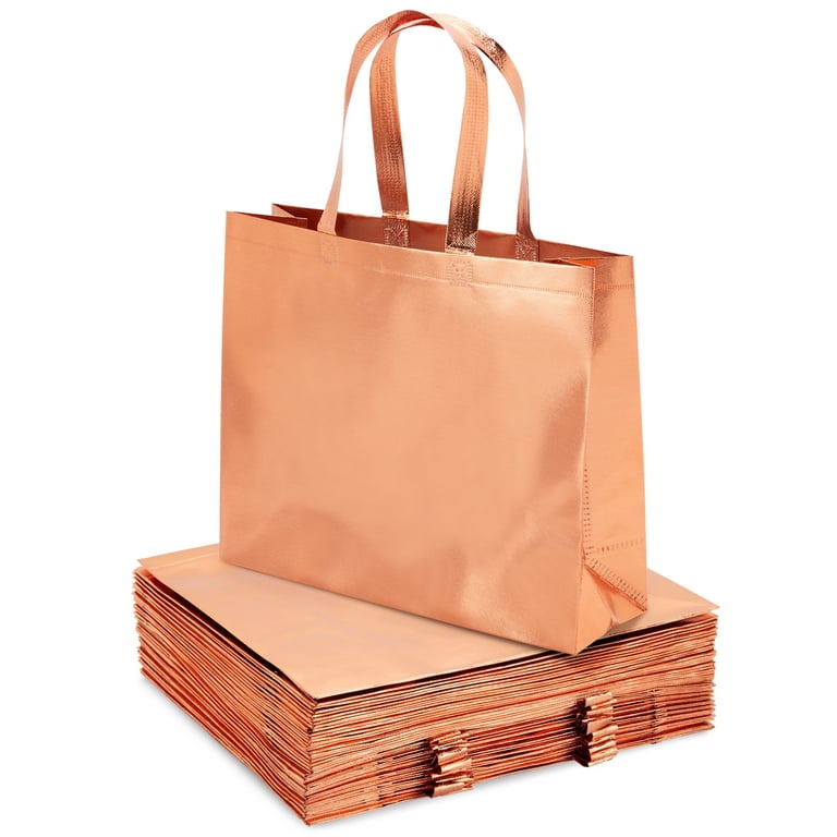 24 Pack Metallic Rose Gold Reusable Shopping Tote Bags  display picture 3